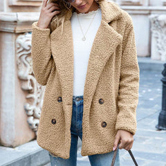 Loose Lapel Fluffy Coat Winter Button Jacket Cardigan Outwear For Women Clothing - ProTrendyz