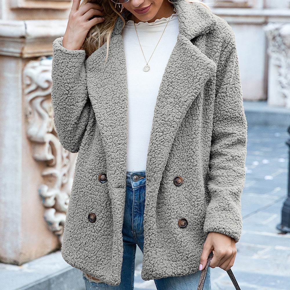 Loose Lapel Fluffy Coat Winter Button Jacket Cardigan Outwear For Women Clothing - ProTrendyz