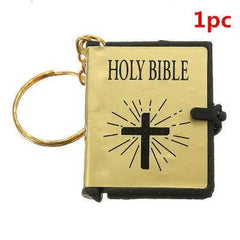 Mini English HOLY BIBLE Key Chains Real Paper Readable Bible Christian Keyrings Car Key Chains Bag Ornaments Religious Jewelry - ProTrendyz