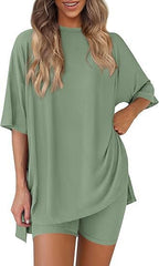 Summer Shorts Suit Fashion Loose Short-sleeved T-shirt And Slim Tight Pants Women's Clothing