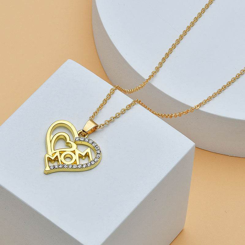 Mother's Day Mom Heart Shape With Diamond Letter Necklace For Women Fine Jewelry Women Accessories Fashion Jewelry - ProTrendyz