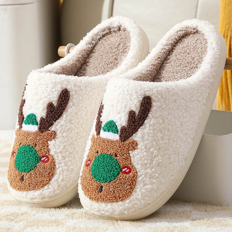 Christmas Shoes Winter Home Slippers Elk Soft Cozy Bedroom Slipper Slip On House Shoes - ProTrendyz