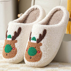 Christmas Shoes Winter Home Slippers Elk Soft Cozy Bedroom Slipper Slip On House Shoes - ProTrendyz