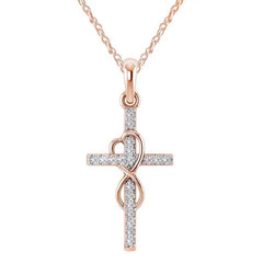 Alloy Pendant With Diamond And Eight-character Cross Necklace US - ProTrendyz
