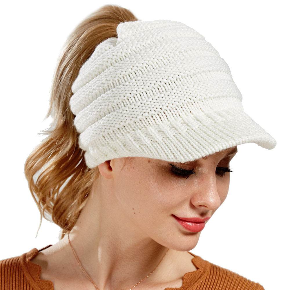 Women Ponytail Beanies Autumn Winter Hats Female Soft Knitting Caps Warm Ladies Skullies - ProTrendyz