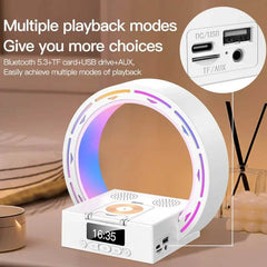 4 In 1 Wireless Bluetooth-compatible Speaker Charging Pad Bedside Lamp With Alarm Clock Wake-Up Light For Bedroom Support USB Drive TF Card - ProTrendyz