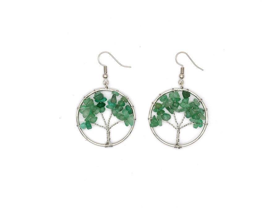 Natural Crystal Crushed Stone Tree Wishing Tree Earrings Crystal Tree Earrings Jewelry - ProTrendyz