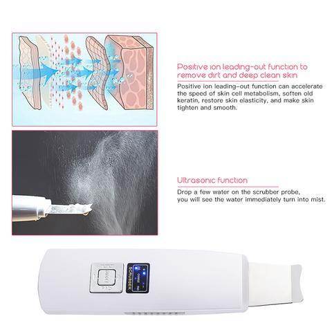 Ultrasonic Skin Scrubber Face Cleanser Blackhead Acne Removal Facial Spa Vibration Massager Ultrasound Peeling Clean Machine 394 - ProTrendyz