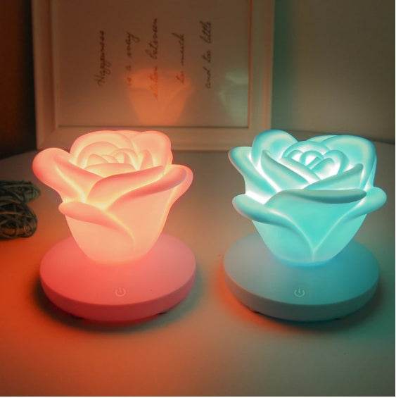 4 Colors Romantic Rose-shape Three Lighting Level Dimming Touch Night Light Valentine's Day Night Light - ProTrendyz