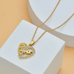 Mother's Day Mom Heart Shape With Diamond Letter Necklace For Women Fine Jewelry Women Accessories Fashion Jewelry - ProTrendyz