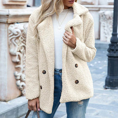 Loose Lapel Fluffy Coat Winter Button Jacket Cardigan Outwear For Women Clothing - ProTrendyz