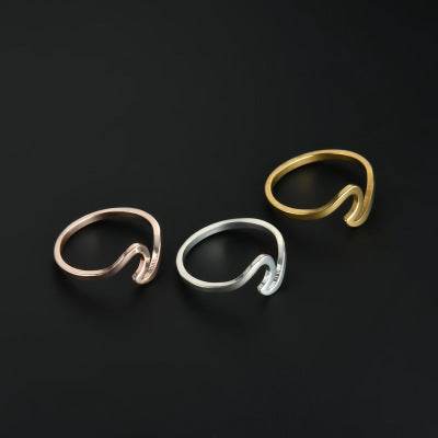Simple Wavy Couple Ring Foreign Trade Creative Glossy Geometric Ring Tanabata Gift - ProTrendyz
