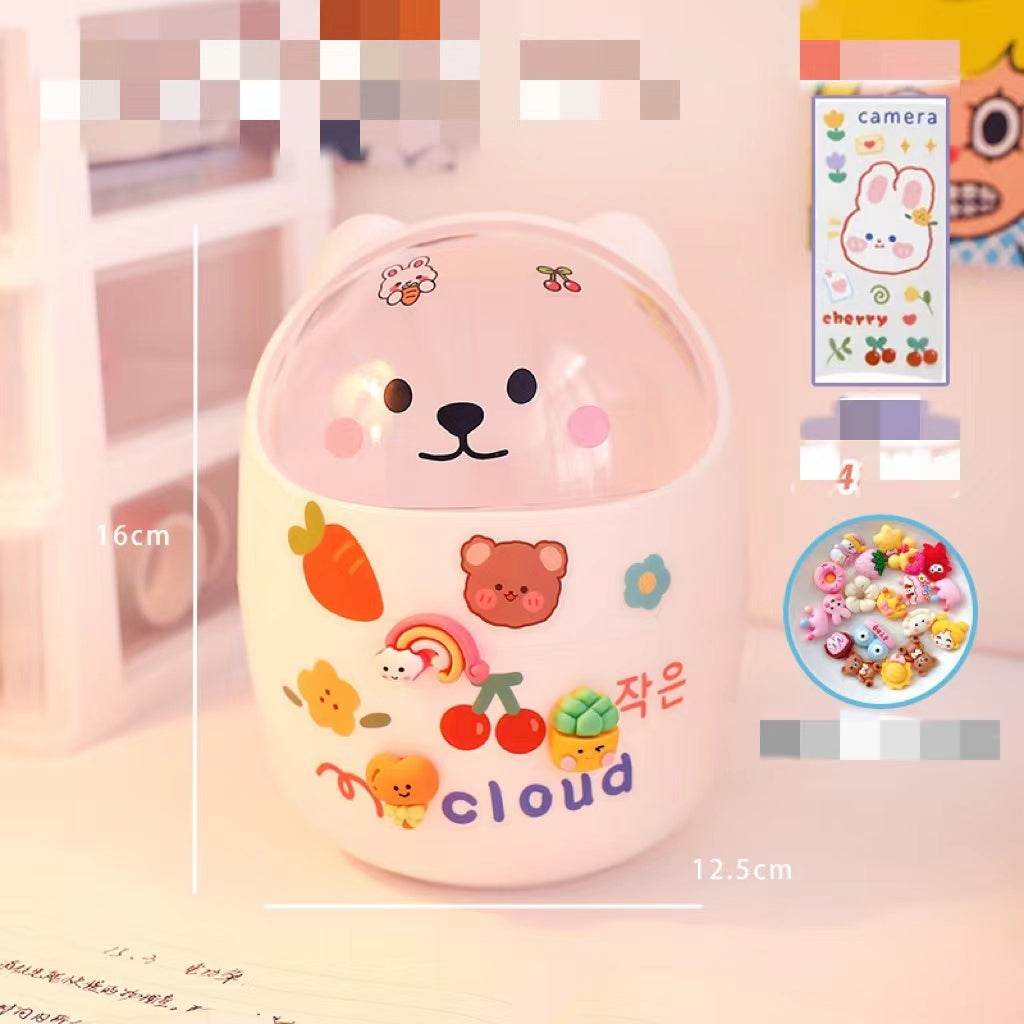 Desktop Trash Can Desk Organizer Bucket Office Mini Bear Trash Can - ProTrendyz