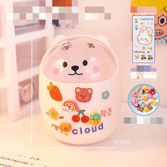 Desktop Trash Can Desk Organizer Bucket Office Mini Bear Trash Can - ProTrendyz