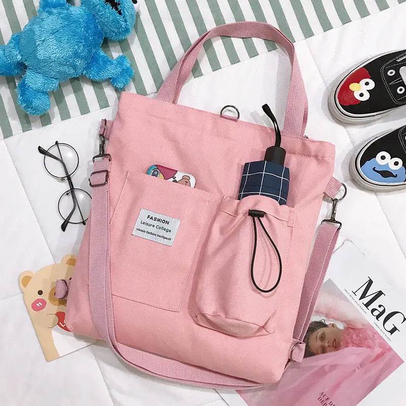 Harajuku Canvas Bags Students Handbag With Pockets Preppy Buckpack Shoulder Bag For Women US - ProTrendyz