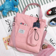 Harajuku Canvas Bags Students Handbag With Pockets Preppy Buckpack Shoulder Bag For Women US - ProTrendyz