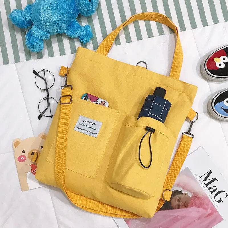 Harajuku Canvas Bags Students Handbag With Pockets Preppy Buckpack Shoulder Bag For Women US - ProTrendyz