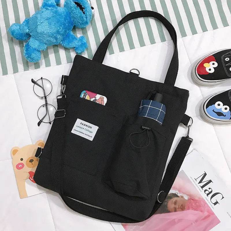Harajuku Canvas Bags Students Handbag With Pockets Preppy Buckpack Shoulder Bag For Women US - ProTrendyz