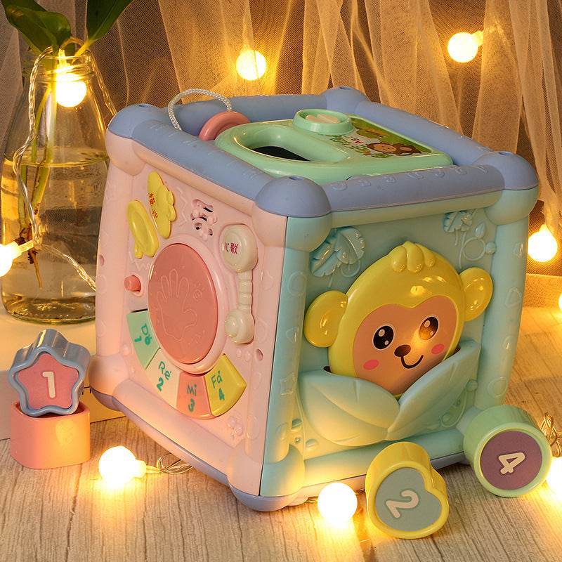 Baby Musical Box Toddler Funny Hand Drum Toy Baby Activity Cube Geometric Blocks - ProTrendyz