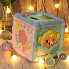 Baby Musical Box Toddler Funny Hand Drum Toy Baby Activity Cube Geometric Blocks - ProTrendyz