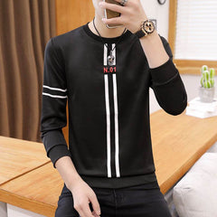 Spring and Autumn New mens printed long-sleeved T-shirt teen round neck bottom top fashion casual mens clothing - ProTrendyz