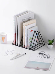 Desktop Wrought Iron Triangle Book Stand Creative Ins Wind Bookshelf Student Desk Bookend Table Book Stand Shelf Book Clip Book Rest - ProTrendyz