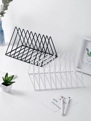 Desktop Wrought Iron Triangle Book Stand Creative Ins Wind Bookshelf Student Desk Bookend Table Book Stand Shelf Book Clip Book Rest - ProTrendyz