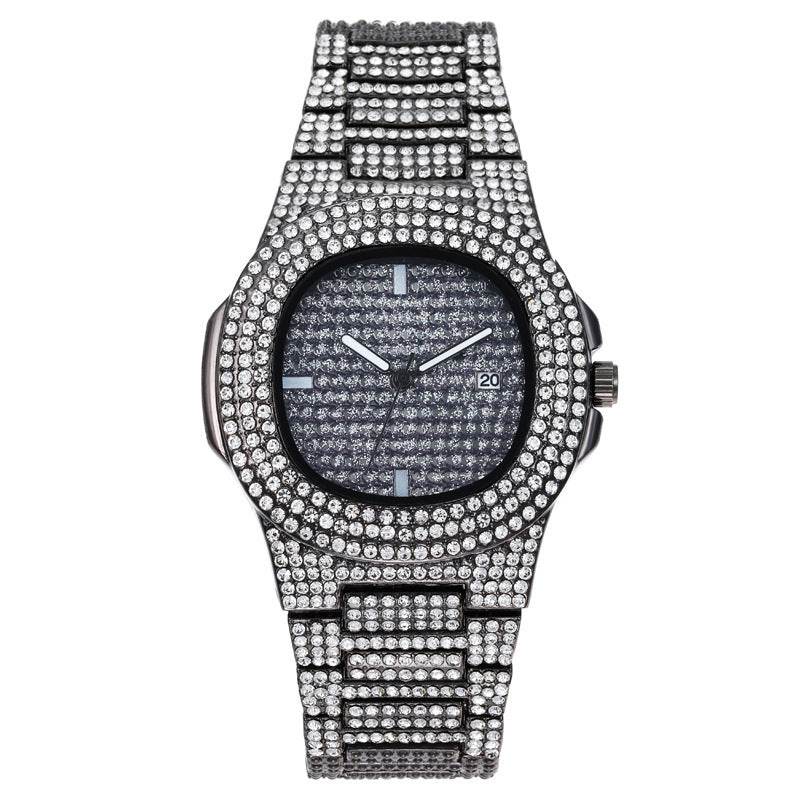 Mens Watches Luxury Brand Fashion Diamond Date Quartz Watch - ProTrendyz