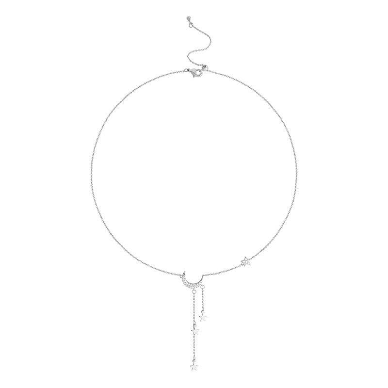 Temperament Simple Star And Moon Pendant Necklace Female Tide Niche Light Luxury Korean Personality Clavicle Chain - ProTrendyz