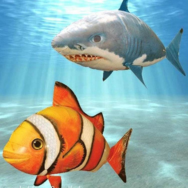 Infrared Remote Control Air Flying Fish Electric Air Suspension Shark Clown Fish, Helium Balloon Inflatable Toy - ProTrendyz