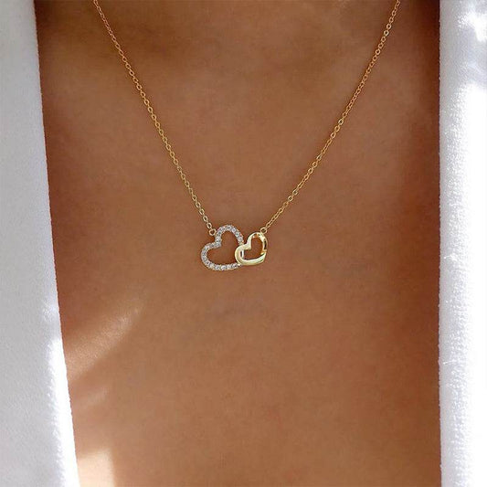 Love Necklace Temperament Double Peach Heart Pendant Clavicle Chain - ProTrendyz