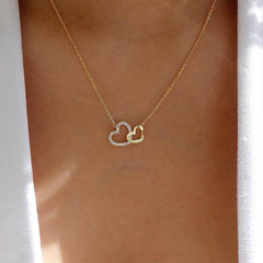 Love Necklace Temperament Double Peach Heart Pendant Clavicle Chain - ProTrendyz