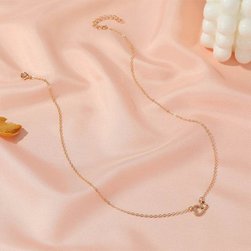 Love Necklace Temperament Double Peach Heart Pendant Clavicle Chain - ProTrendyz