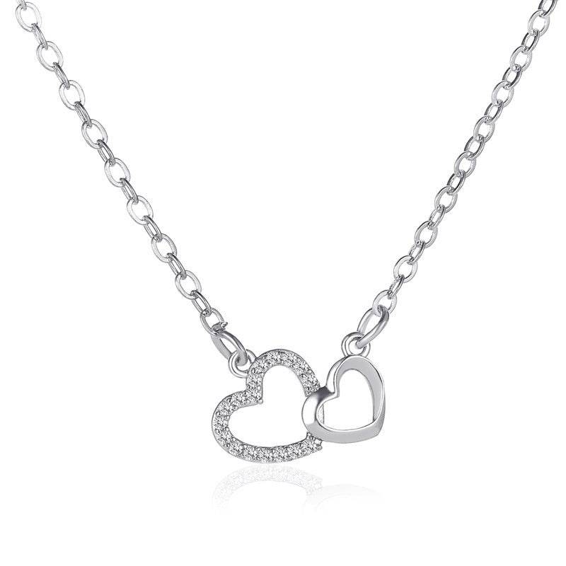 Love Necklace Temperament Double Peach Heart Pendant Clavicle Chain - ProTrendyz