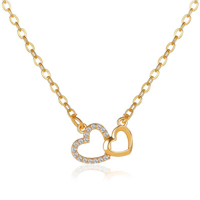 Love Necklace Temperament Double Peach Heart Pendant Clavicle Chain - ProTrendyz