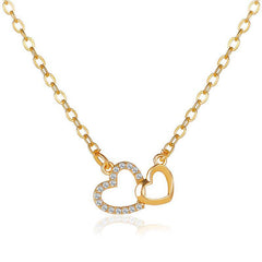 Love Necklace Temperament Double Peach Heart Pendant Clavicle Chain - ProTrendyz