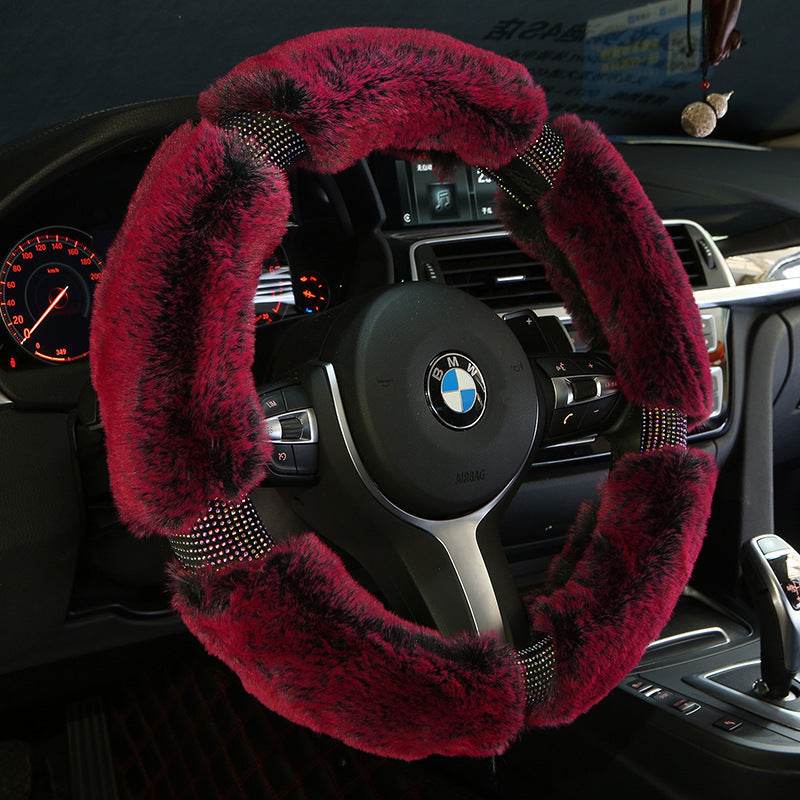 Car Steering Wheel Cover Winter Plush Steering Wheel Cover Korea Diamond Fashion Cute Handle Cover Car Accessories - ProTrendyz