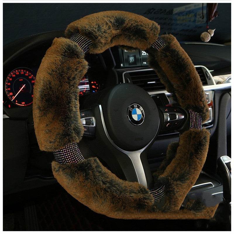 Car Steering Wheel Cover Winter Plush Steering Wheel Cover Korea Diamond Fashion Cute Handle Cover Car Accessories - ProTrendyz