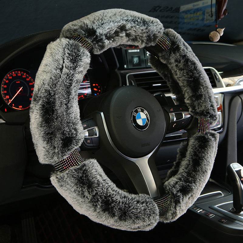 Car Steering Wheel Cover Winter Plush Steering Wheel Cover Korea Diamond Fashion Cute Handle Cover Car Accessories - ProTrendyz