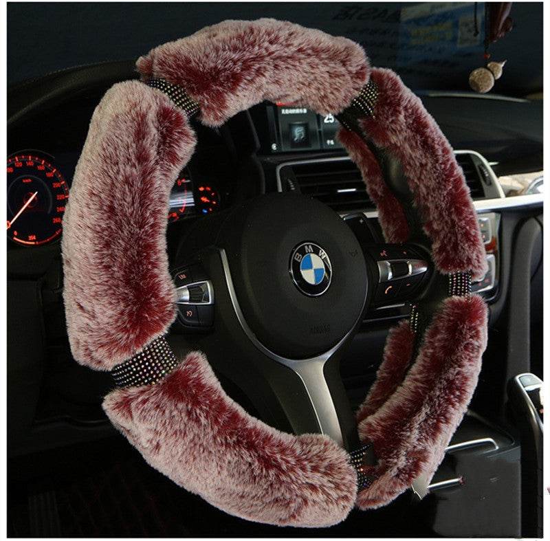 Car Steering Wheel Cover Winter Plush Steering Wheel Cover Korea Diamond Fashion Cute Handle Cover Car Accessories - ProTrendyz