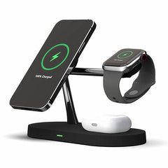 Multifunctional Five-In-One Magnetic Wireless Charging Watch Headset Desktop Mobile Phone Holder Charger 15W Fast Charge - ProTrendyz