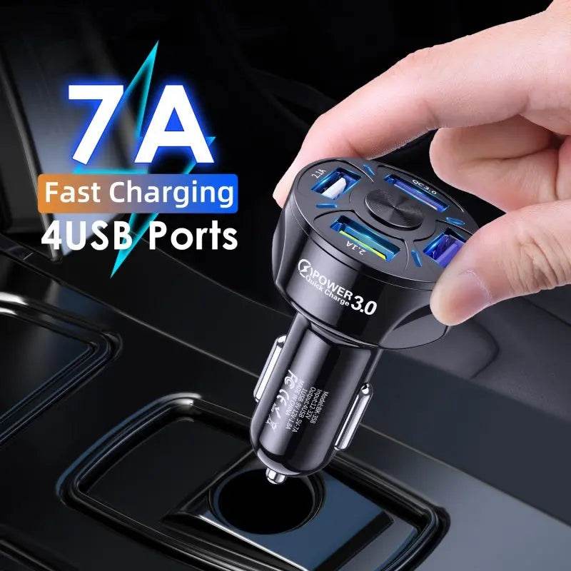 7A Fast Charge Car Charger One For Four Car Mobile Phone Charger Car Charger - ProTrendyz