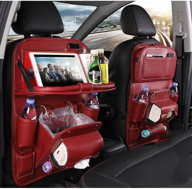 PU Leather Car Storage Bag Multifunction Seat Back Tray Hanging Bag Waterproof Car Organizer Automotive Interior Accessories - ProTrendyz