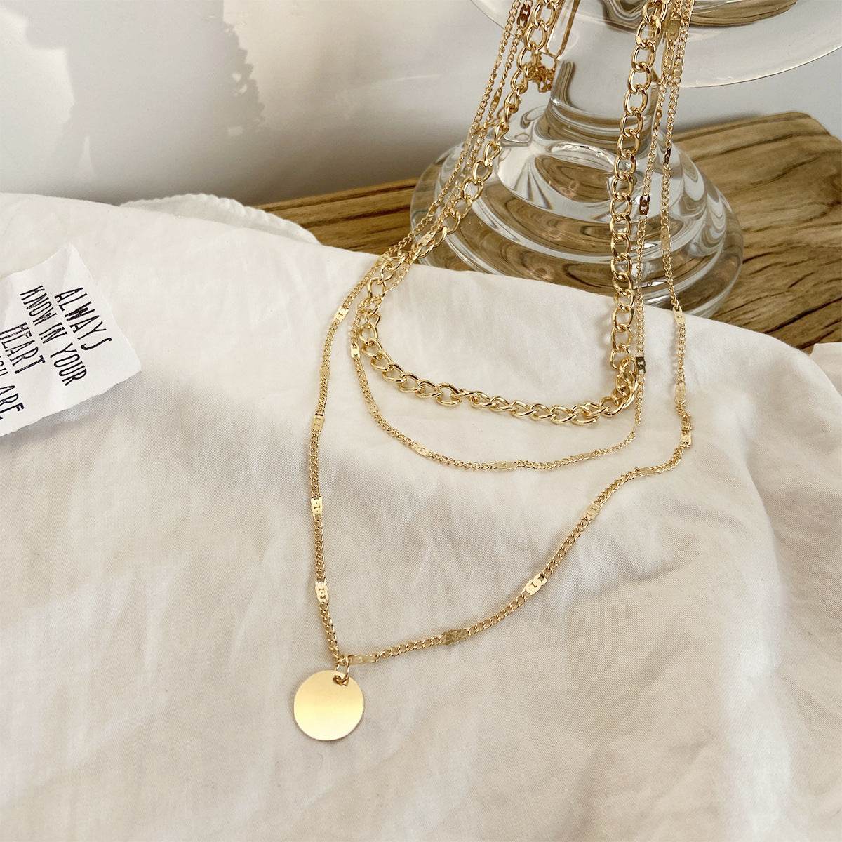 Women's Multilayer Necklace Ins Fashion Disc Pendant Clavicle Necklace Chains Personality Jewelry - ProTrendyz