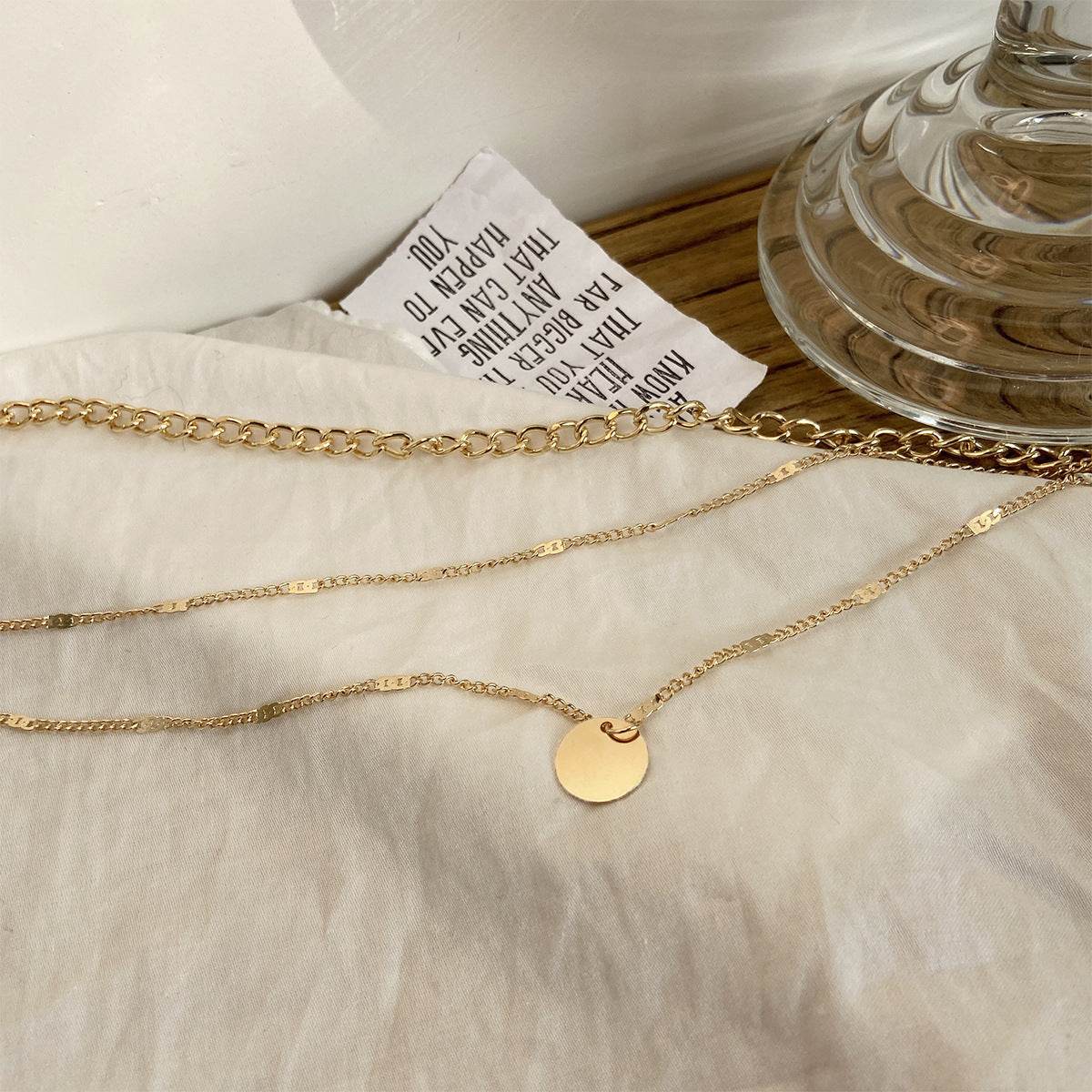 Women's Multilayer Necklace Ins Fashion Disc Pendant Clavicle Necklace Chains Personality Jewelry - ProTrendyz