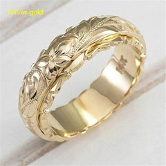 Gold Suspended Carved Rose Flower Ring - ProTrendyz