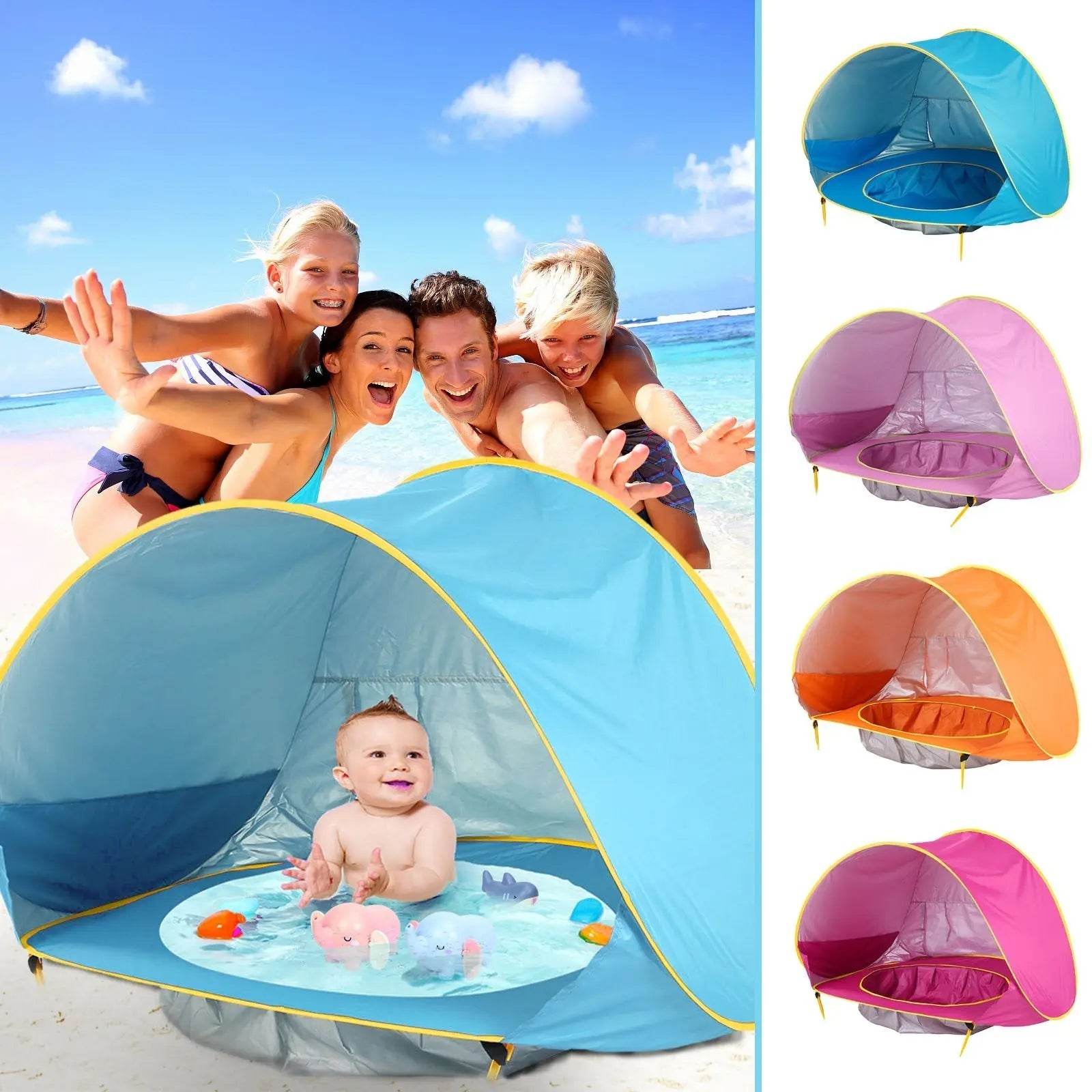 Baby Beach Tent Kids Outdoor Camping Easy Fold Up Fold Down Waterproof Up Sun Awning Tent UV-protecting - ProTrendyz