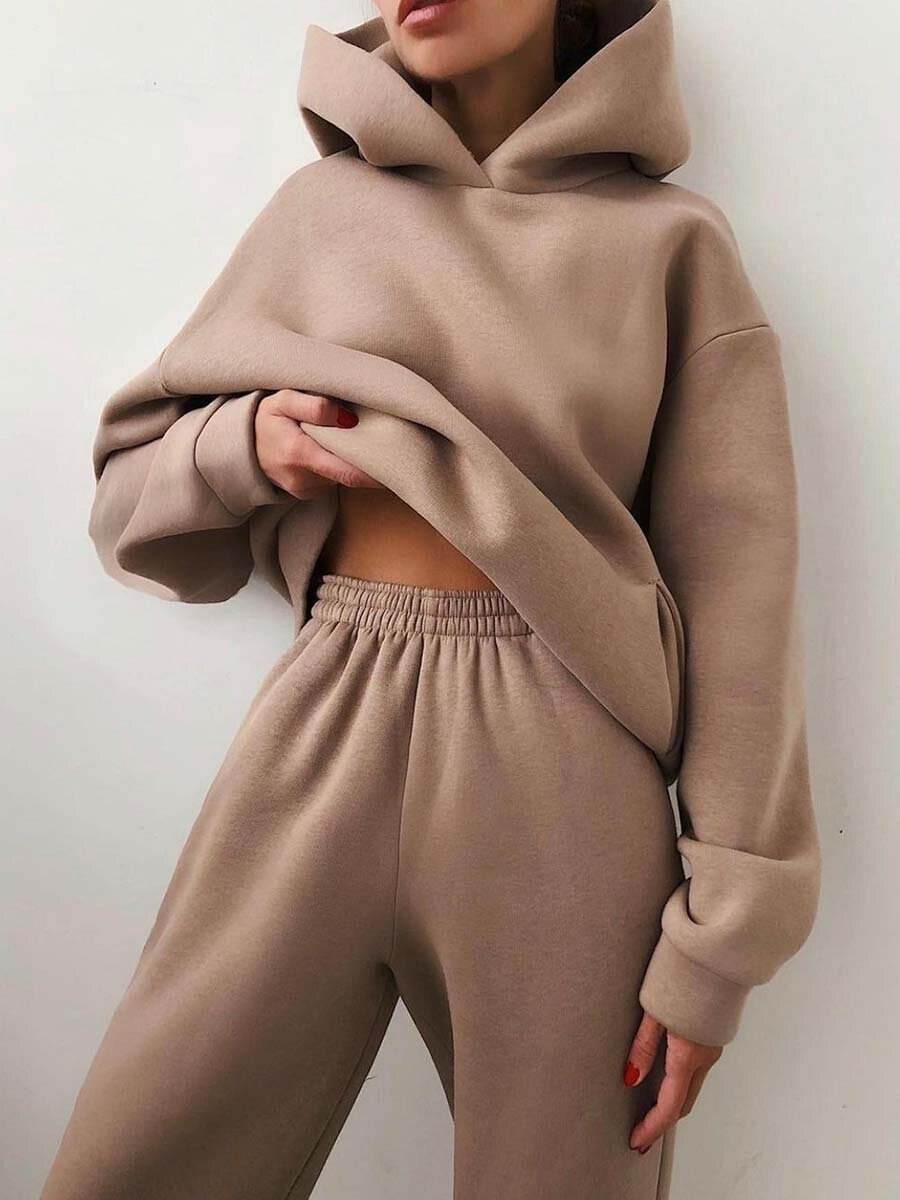 Women's Casual Hooded Sweater Two-piece Suit Clothes Hoodie Tracksuit - ProTrendyz