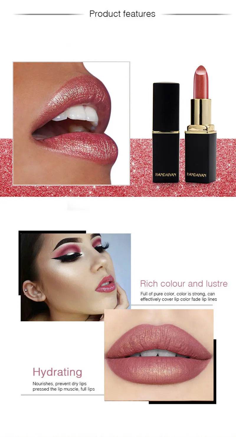 Shiny Metallic Lipstick Pearlescent Color Temperature Change Lipstick Gilt Lipstick - ProTrendyz