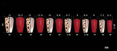 Red Color Leopard Print Ballet False Nails - ProTrendyz